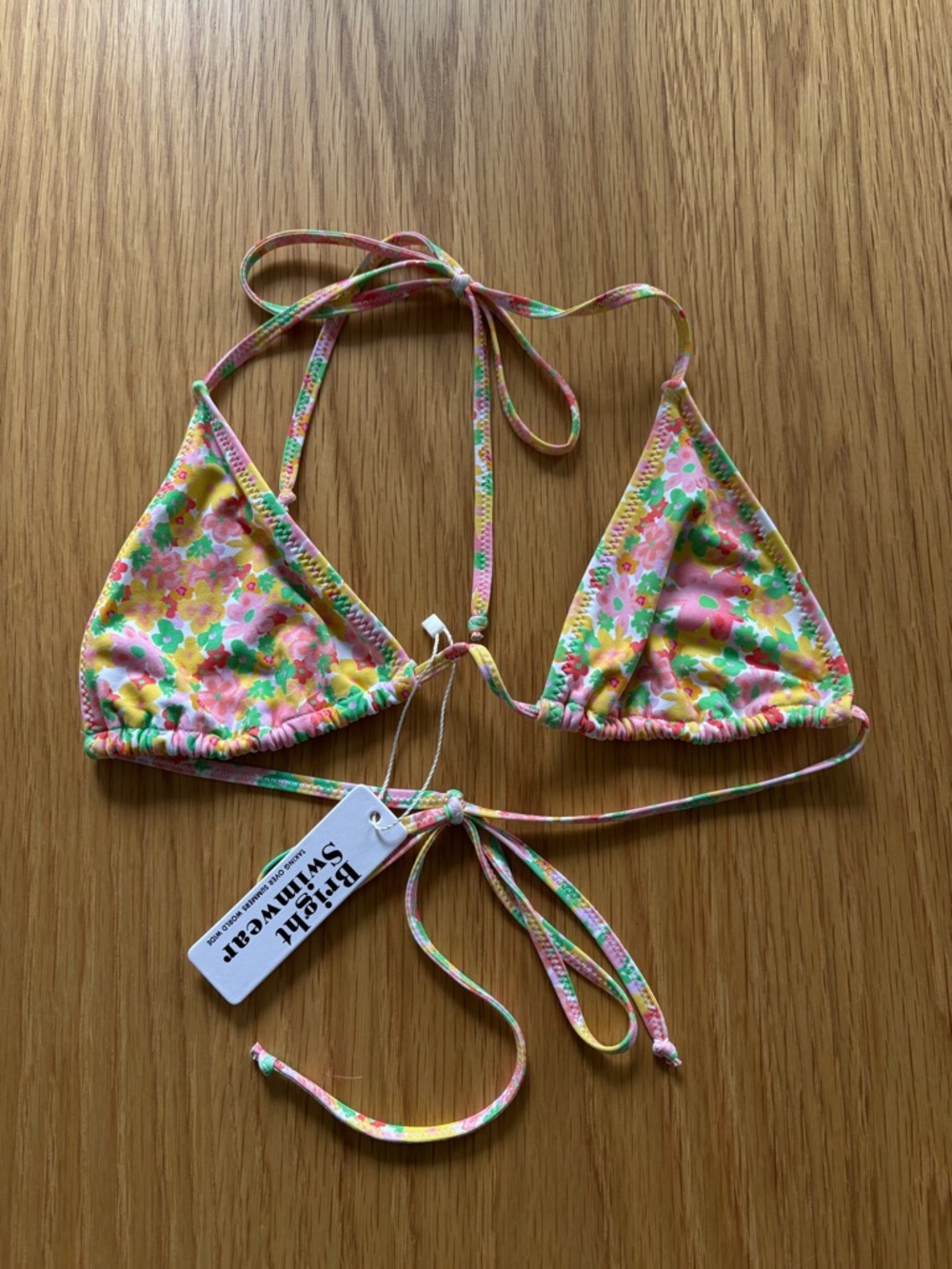 Bright Floral Triangle Bikini Top - Bright Swimwear - Pink/Yellow